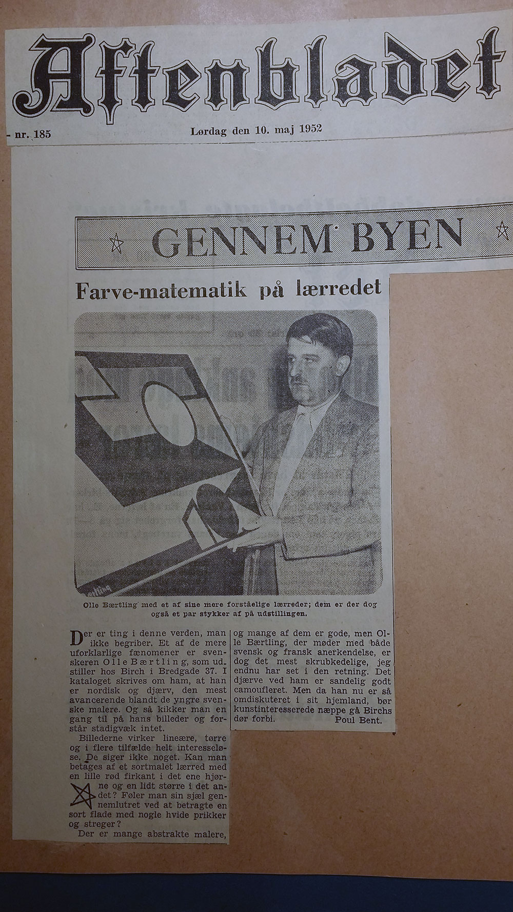 Aftenbladet om Olle Bærtling, 1952