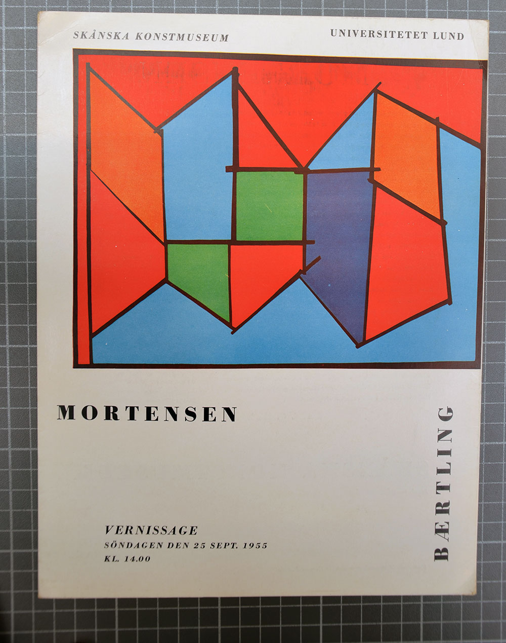 Vernissageaffisch för Mortensen och Bærtling, Skånska konstmuseum i Lund